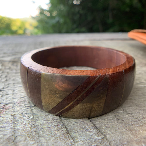 Private Collection Vintage Wood Bangle with Brass Details
