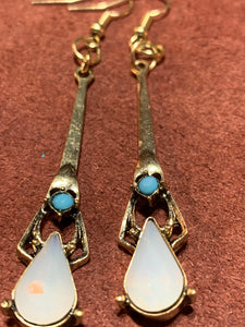 Turquoise & Opal Art Deco Drop Earrings