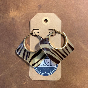 Zebra Print Acrylic & Gold Earrings