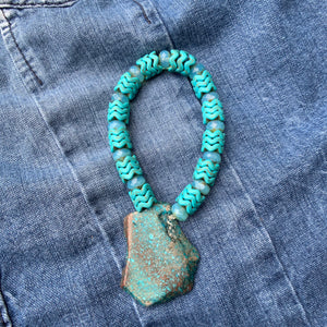 Turquoise Beaded Bracelet with Large Turquoise Stone