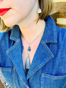 Blue Moon Tassel Necklace