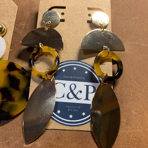 Leopard Print Acrylic & Gold Teardrop Earrings