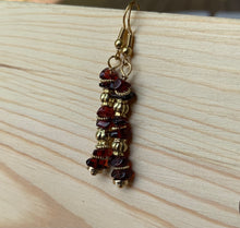 Load image into Gallery viewer, Raw Garnet &amp; Gold Earrings