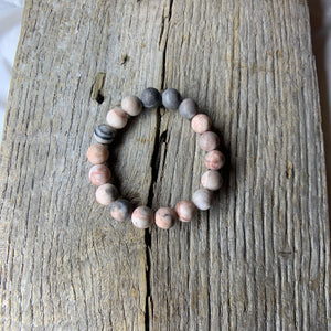Beaded Bracelet Crafted from Pink Zebra Matte Semi-Precious Stone Beads