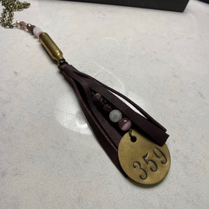 C&P Custom Bullet & Vintage Brass Tag Tassel Necklace