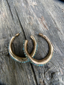 Sea Glass Beaded Gold Hoop Earrings