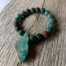 Load image into Gallery viewer, Fancy Jasper Stone Beaded Bracelet with Large Stone Accent