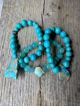 Load image into Gallery viewer, Turquoise Beaded Bracelet with Raw Stone Accent