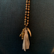 Load image into Gallery viewer, Hand Strung Beaded Necklace with Leather Tassel and Bullet