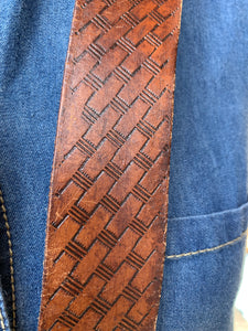 Vintage Western Leather Tooled Belt