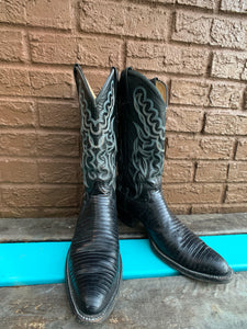 Men’s Vintage Black Justin Exotic Cowboy Boots