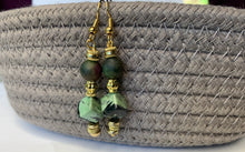 Load image into Gallery viewer, Green Turquoise &amp; Kyanite Earrings