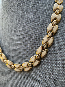 Vintage Cream Enamel & Gold Necklace
