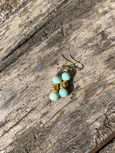 Turquoise &  Gold Skull Earrings