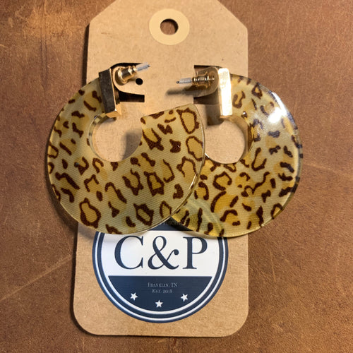 Leopard Print Acrylic & Gold Earrings