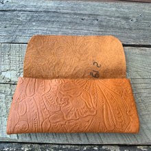 Load image into Gallery viewer, “The Priscilla” Clutch in Tobacco Embossed Leather