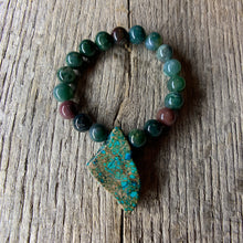 Load image into Gallery viewer, Fancy Jasper Stone Beaded Bracelet with Large Stone Accent