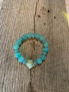 Turquoise Beaded Bracelet with Raw Stone Accent