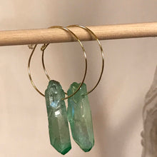 Load image into Gallery viewer, Luster Quartz Gold Hoop Earrings