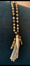 Load image into Gallery viewer, Hand Strung Beaded Necklace with Leather Tassel and Bullet