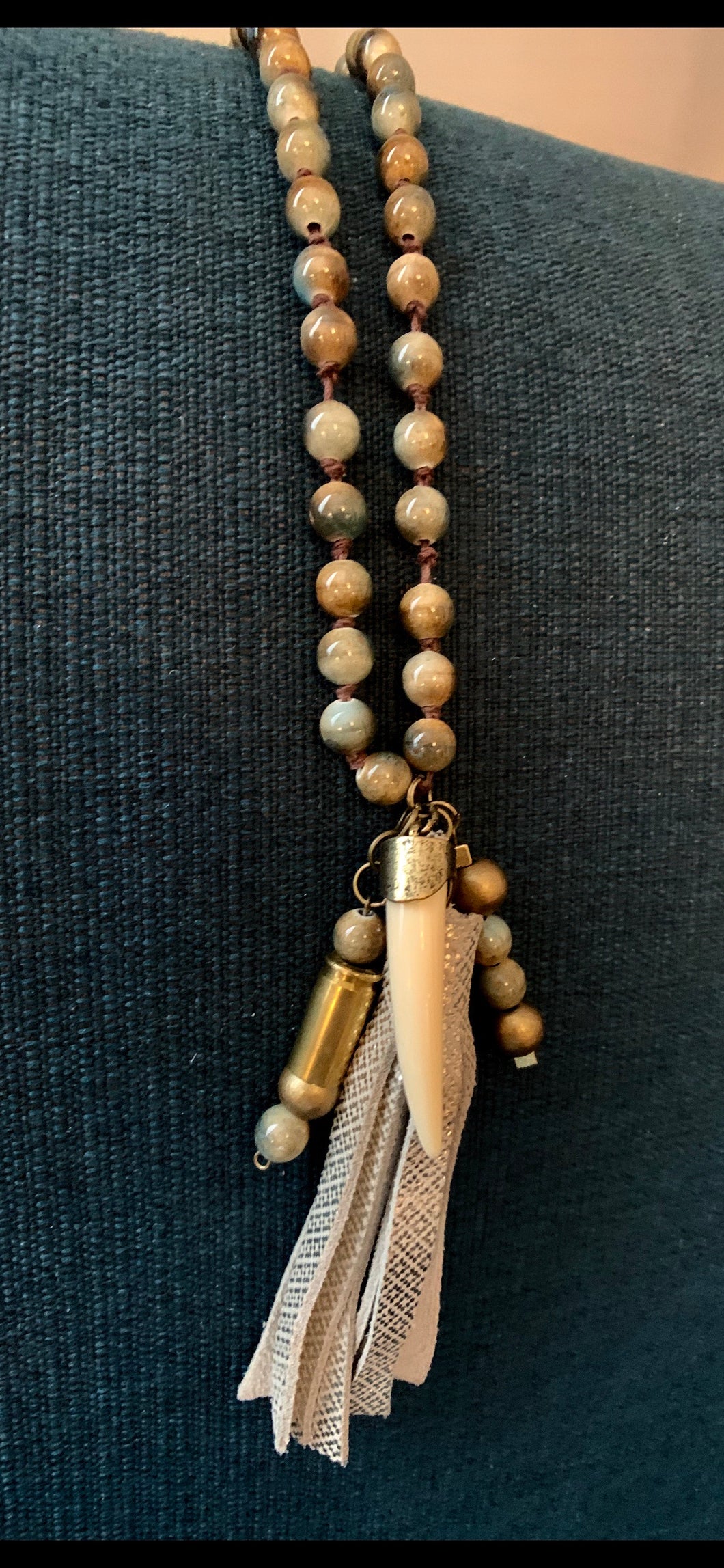 Tassel Necklaces - Green Tribal Agate Slice | Boho & Mala – Boho & Mala  Jewellery