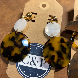 Leopard & White Dot Print Acrylic Earrings