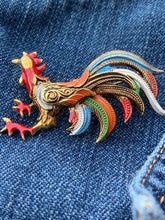 Load image into Gallery viewer, Colorful Vintage Damascene Rooster Brooch