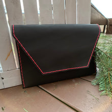 Load image into Gallery viewer, “The Carl” in Dark Chocolate Leather with Neon Pink Stitching