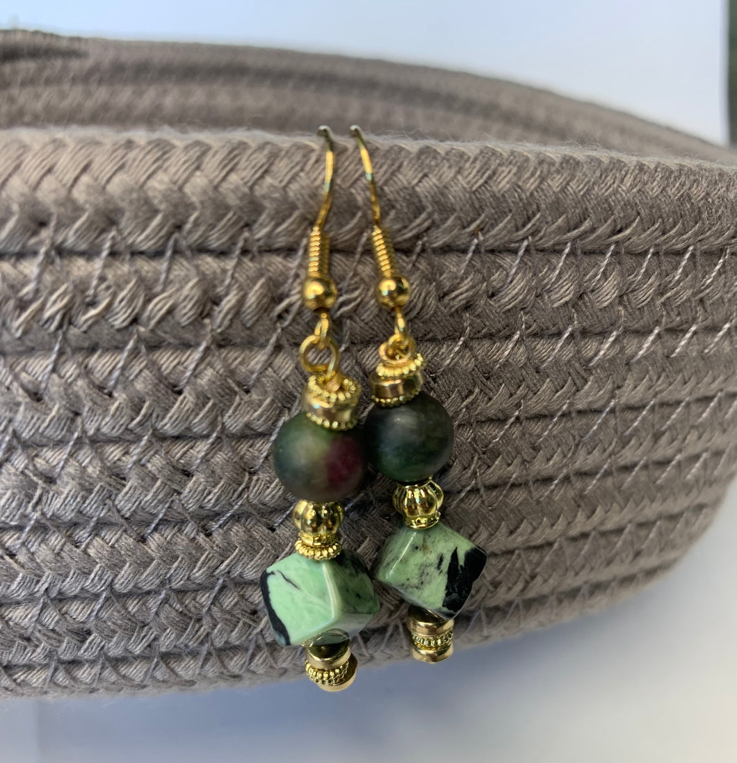 Green Turquoise & Kyanite Earrings