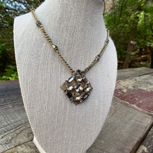 Load image into Gallery viewer, Vintage Gold Necklace with Rhinestone Pendant