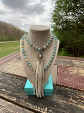 Load image into Gallery viewer, Handmade Beaded Necklace with Leather Tassel