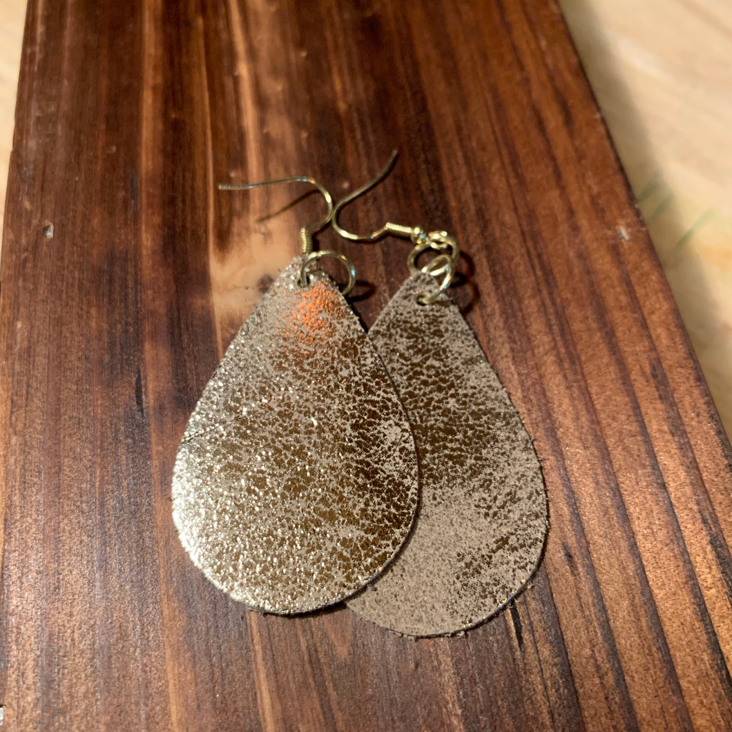 Leather Earrings with Metallic Detail