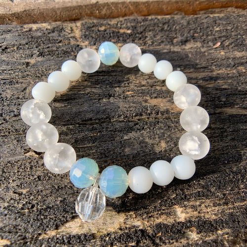 Glass Faceted & Pearl Beaded Bracelet