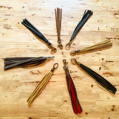 Hand Cut Leather Bag Tassels