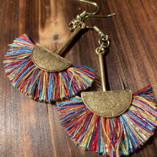 Load image into Gallery viewer, Multi-colored Half Moon Fringe Earrings