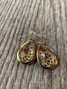 Teardrop Gold & Glass Earrings