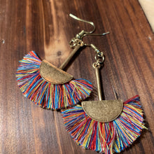 Load image into Gallery viewer, Multi-colored Half Moon Fringe Earrings