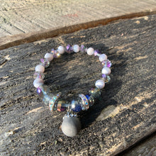 Load image into Gallery viewer, Silver Druzy Agate, Faceted Glass &amp; Rhinestone Beaded Bracelet