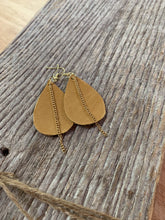 Load image into Gallery viewer, Leather Earrings with Gold Chain Accent