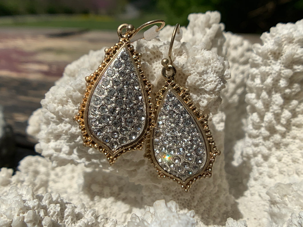 Teardrop Gold & Rhinestone Earrings